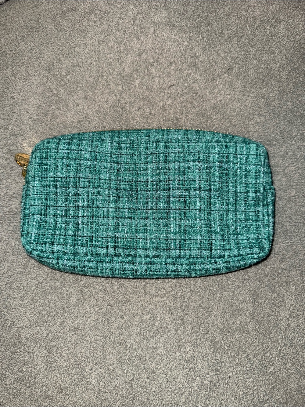 Stoney Clover Lane small pouch - glitter green tweed